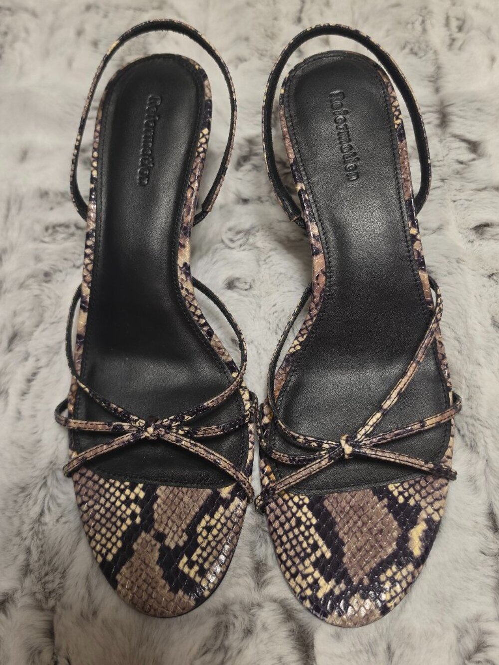 Reformation Snakeskin Strappy Slingback Heels – Size 9